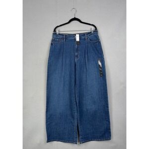 Banana Republic Jeans Womens 31/12 Blue Wide Leg Baggy High Rise Pleated Denim